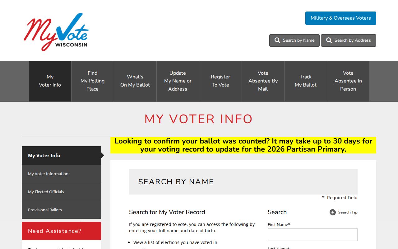 Middleton residents directory MyVote Wisconsin lookup